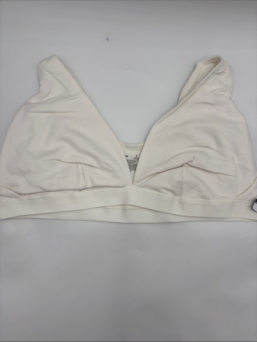 Torrid Unlined Cotton Rib Plunge Bralette in Cloud Dancer